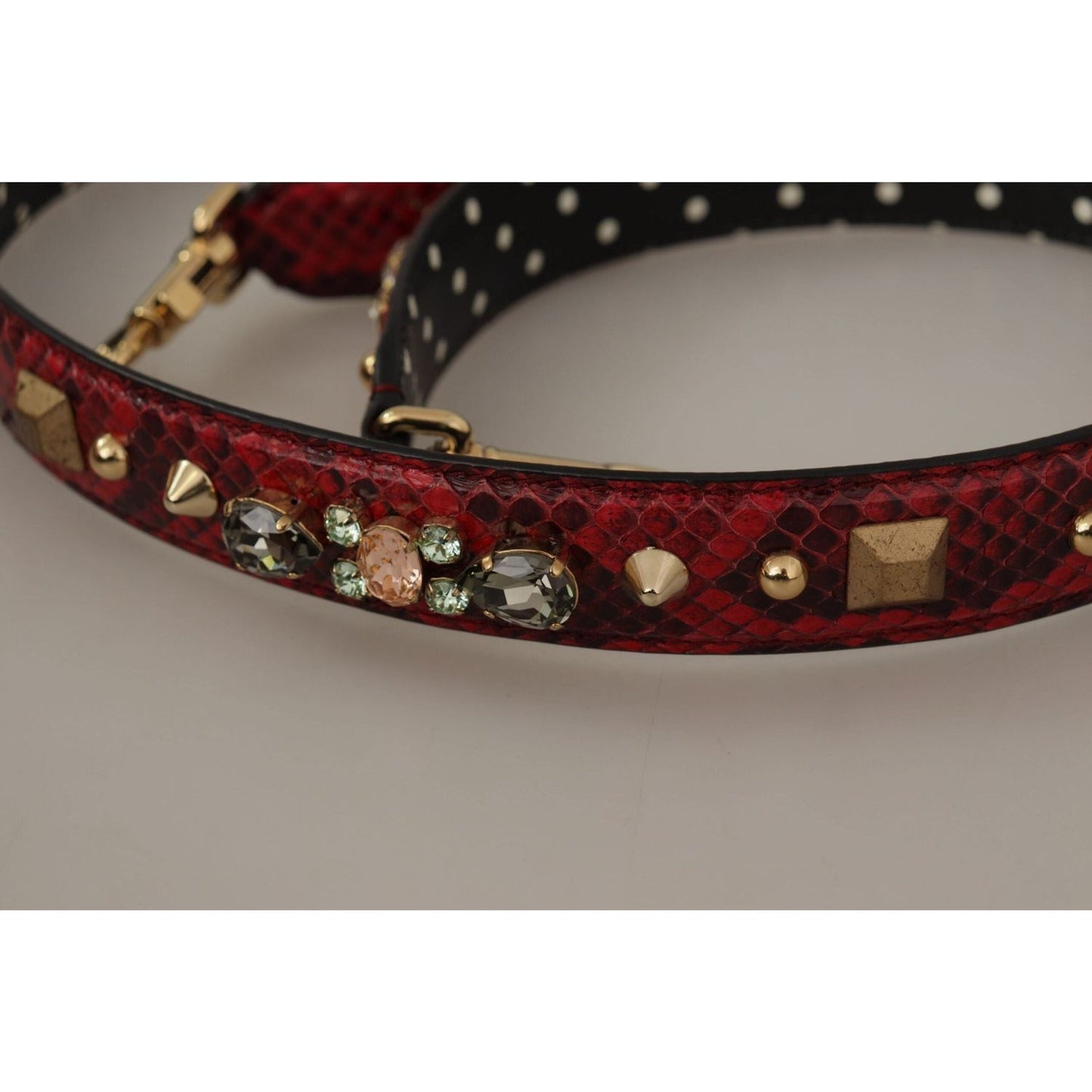 Dolce & Gabbana Red Python Leather Shoulder Bag Strap red-python-leather-crystals-reversible-shoulder-strap IMG_9900-scaled-4a17128f-a8e.jpg