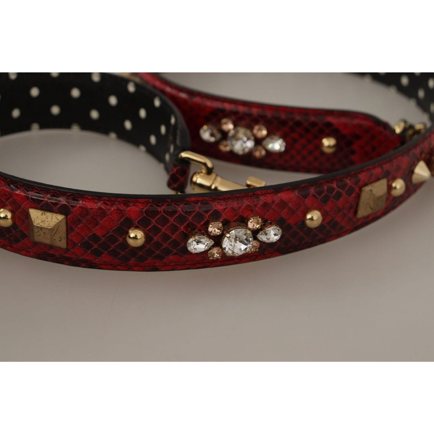 Dolce & Gabbana Red Python Leather Shoulder Bag Strap red-python-leather-crystals-reversible-shoulder-strap IMG_9901-3-scaled-e3805256-191.jpg