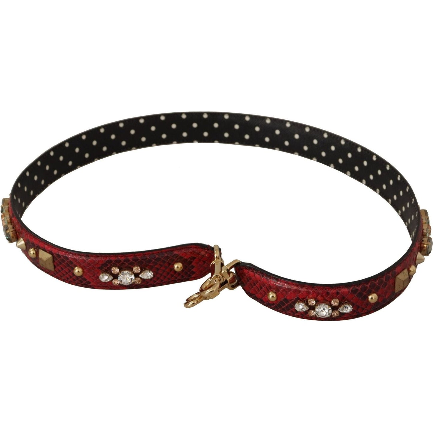 Dolce & Gabbana Red Python Leather Shoulder Bag Strap red-python-leather-crystals-reversible-shoulder-strap IMG_9902-2-scaled-50a2cc91-198.jpg