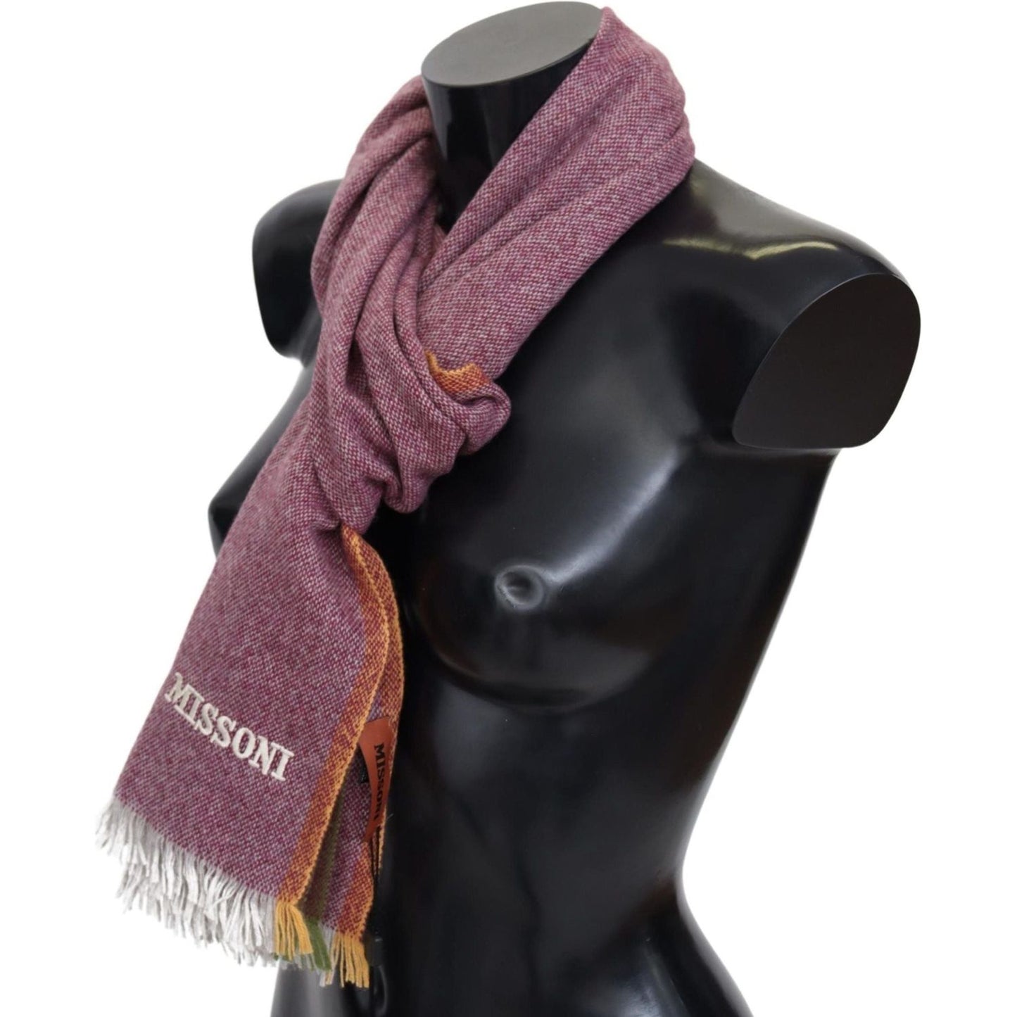 Chic Maroon Cashmere Scarf with Logo Embroidery