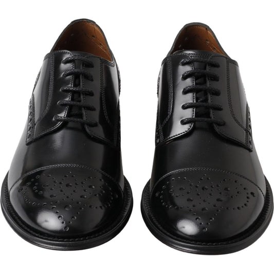 Dolce & Gabbana Elegant Black Leather Oxford Wingtip Shoes black-leather-oxford-wingtip-formal-derby-shoes-1 MG_8194-c9f24574-b9d.jpg
