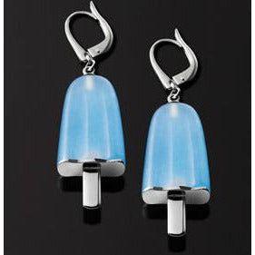 AMBROSINI JEWELS -  ORECCHINI ARGENTO 925°  ghiacciolo finitura bianca pietra azzurra medi (21x14 mm)