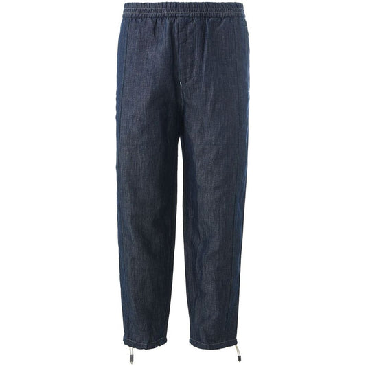 Emporio Armani Elegant Blue Cotton Trousers with Logo Detail blue-trousers-with-elastic-band-on-waist Pantalone_Jeans_Tuta_Armani_23MG-162-165-884046bb-1fb.jpg
