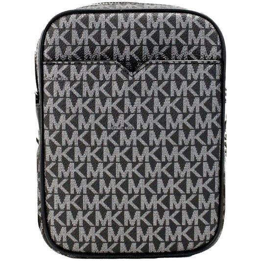 Michael Kors Black Silver PVC Flight Leather North South Chain Crossbody Bag black-silver-pvc-flight-leather-north-south-chain-crossbody-bag back-scaled-1d854d01-b5b.jpg