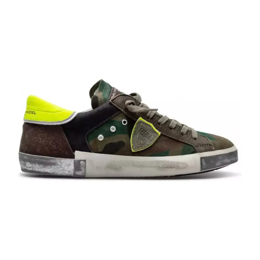 Philippe Model Elegant Army Fabric Sneakers with Leather Accents army-fabric-sneaker-1