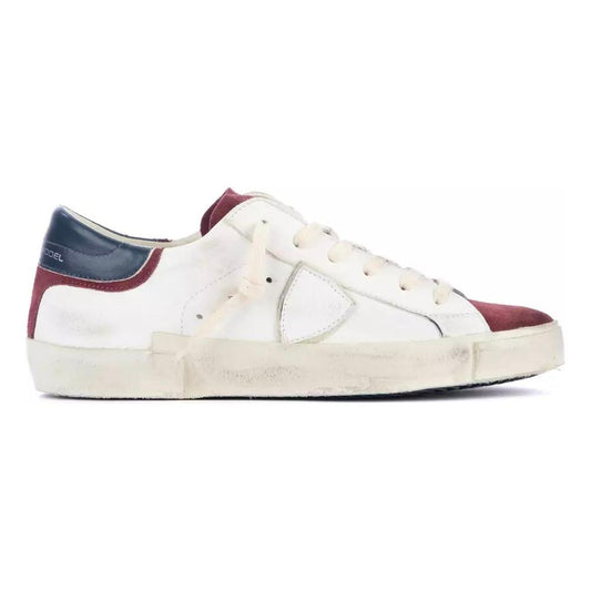 Philippe Model Italian Leather Sneakers with Suede Accents white-leather-sneaker
