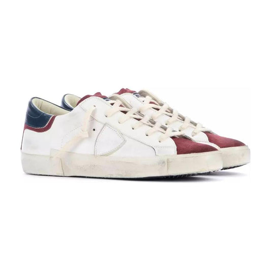Philippe Model Italian Leather Sneakers with Suede Accents white-leather-sneaker