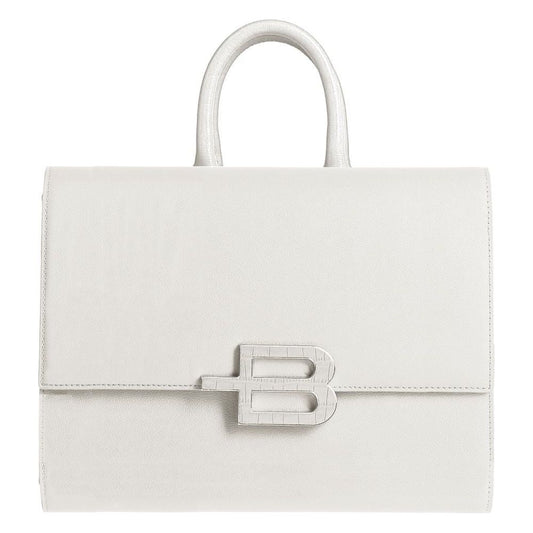 Baldinini Trend Elegant White Calfskin Large Handbag white-leather-di-calfskin-handbag