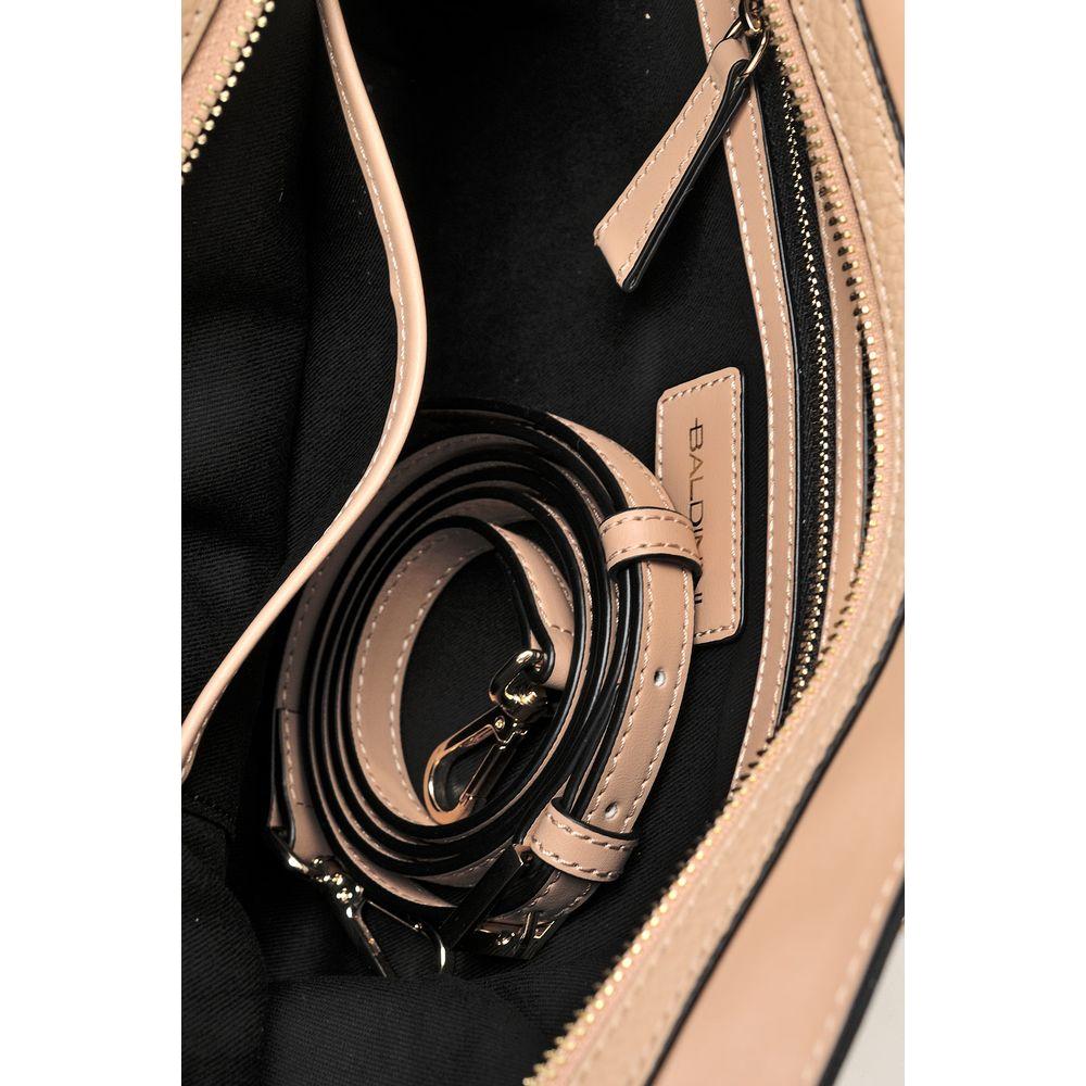 Baldinini Trend Chic Nude Textured Calfskin Handbag beige-leather-di-calfskin-handbag-1 product-12299-1460701009-2980a35c-29f.jpg