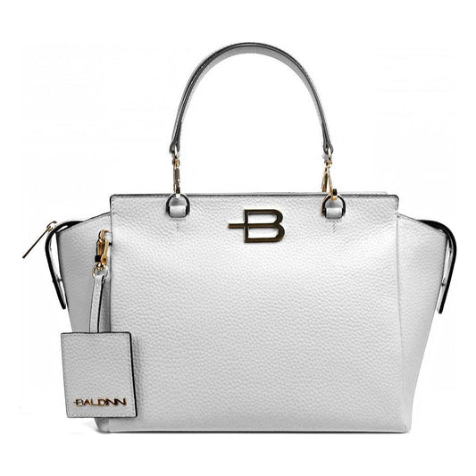 Baldinini Trend Elegant White Textured Calfskin Handbag white-leather-di-calfskin-handbag-1