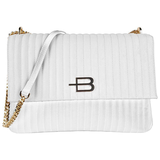 Baldinini Trend Elegant Quilted Calfskin Shoulder Bag white-leather-di-calfskin-crossbody-bag-2