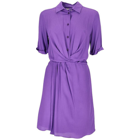 Patrizia Pepe Chic Purple Flared Short Sleeve Shirtdress purple-viscose-dress-1 product-12411-54660455-5c25b605-a82.jpg