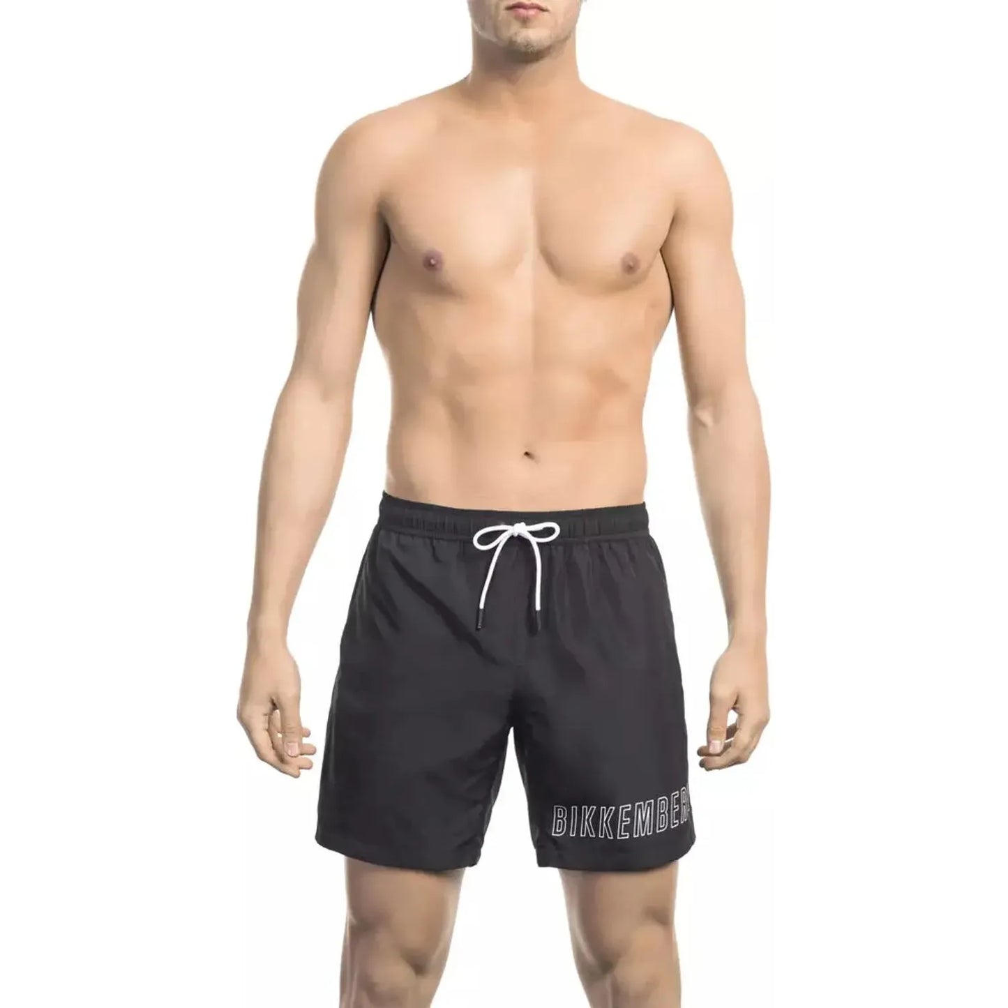 Bikkembergs Chic Drawstring Swim Shorts with Graphic Print black-polyester-undefined-2