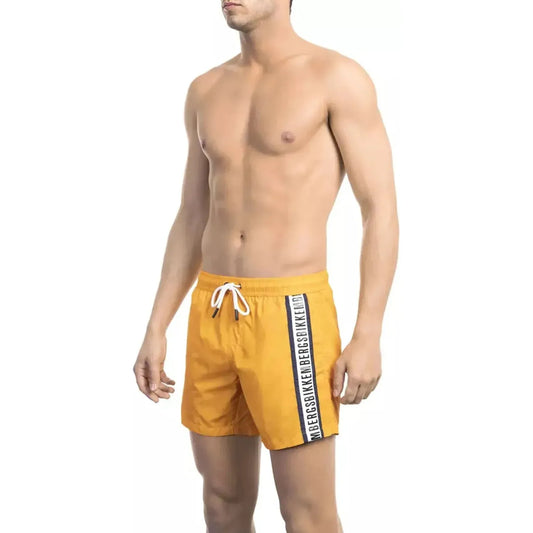 Bikkembergs Sleek Orange Swim Shorts with Iconic Tape Detail blue-polyamide-swimwear-3