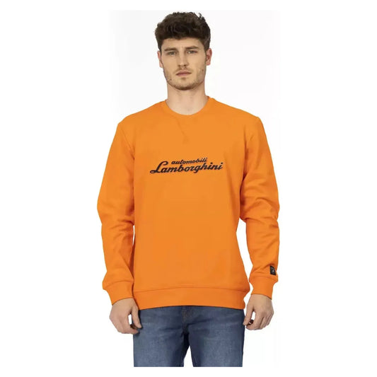 Automobili Lamborghini Sleek Orange Crewneck Sweatshirt with Sleeve Logo orange-cotton-sweater-11