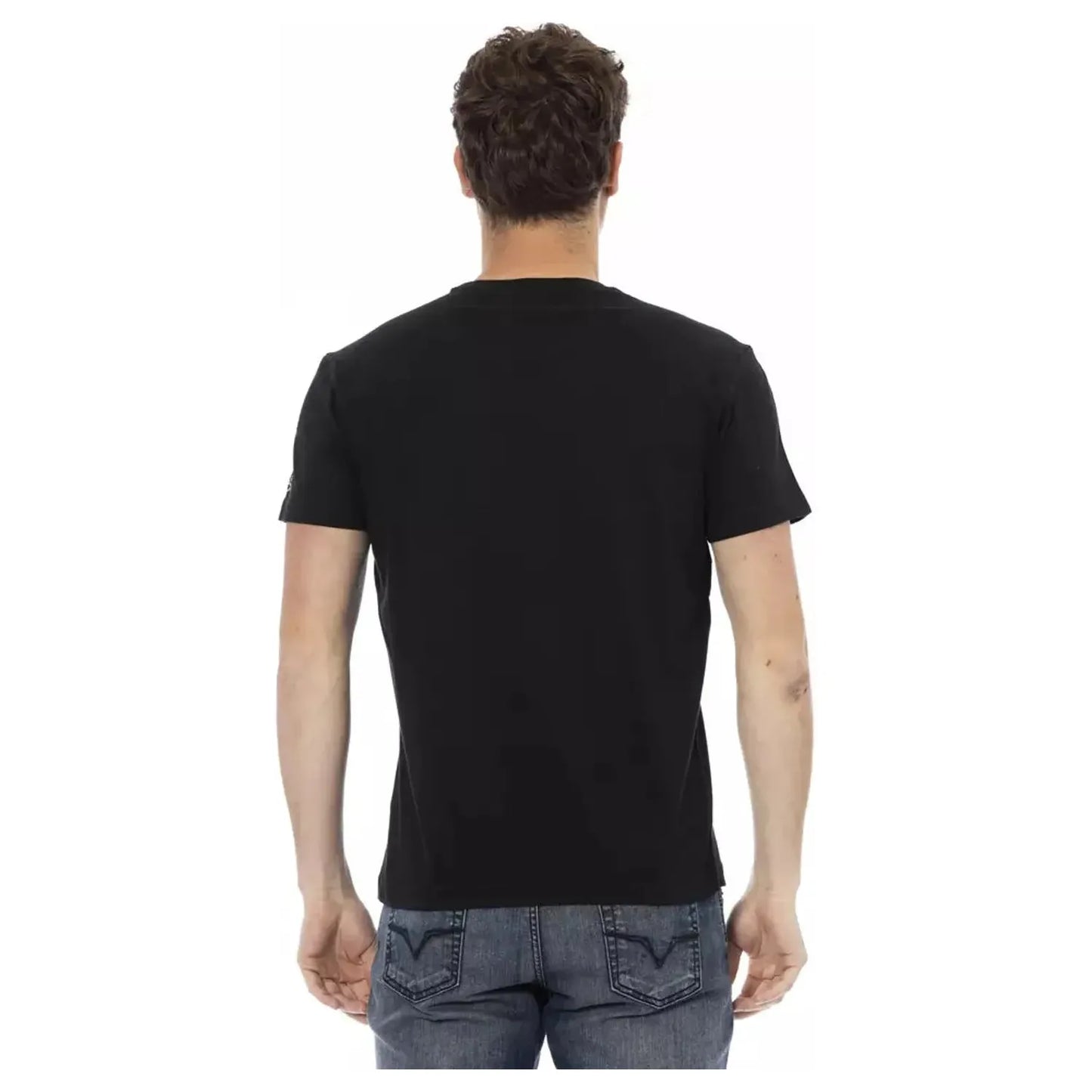 Trussardi Action Elegant Casual Black Tee with Unique Front Print black-cotton-t-shirt-32