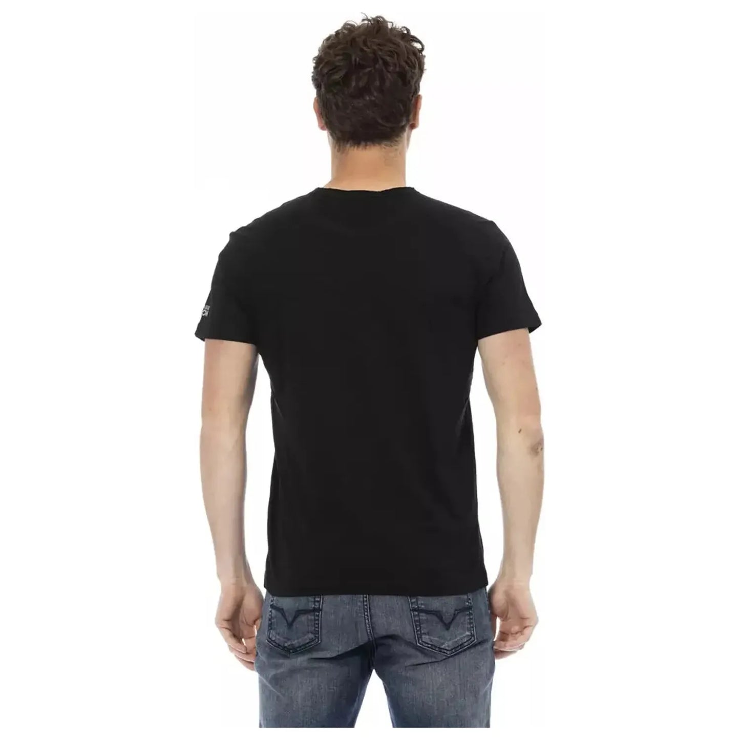 Trussardi Action Sleek Black Cotton Blend Tee for Men black-cotton-t-shirt-51