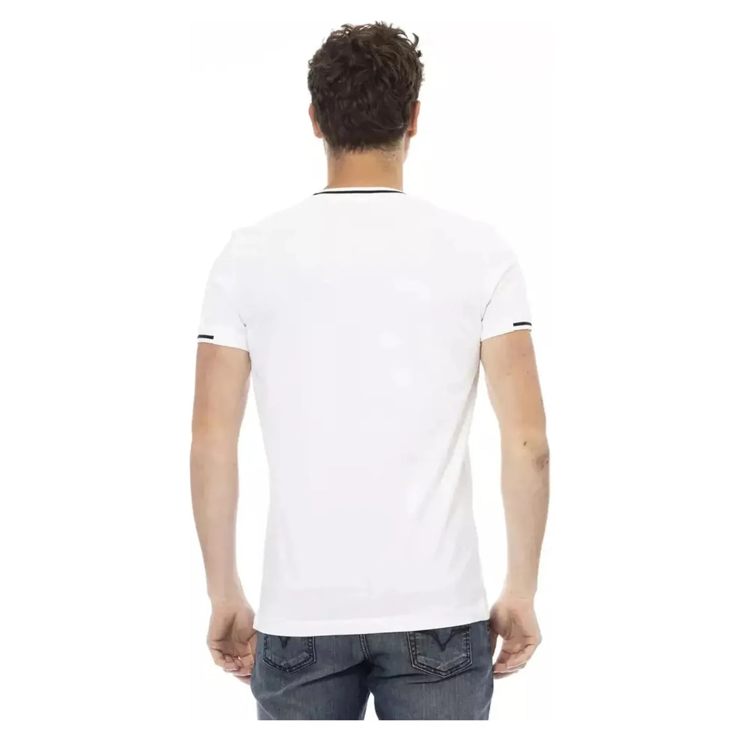 Trussardi Action Elegant White Tee with Artful Front Print white-cotton-t-shirt-29