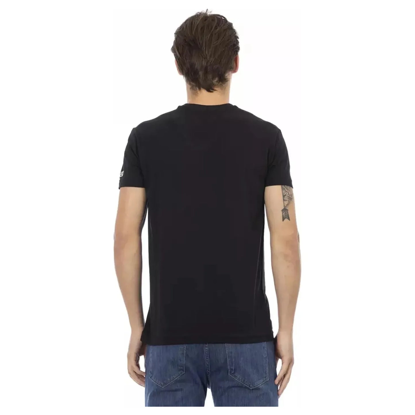 Trussardi Action Sleek V-Neck Tee with Edgy Front Print black-cotton-t-shirt-45