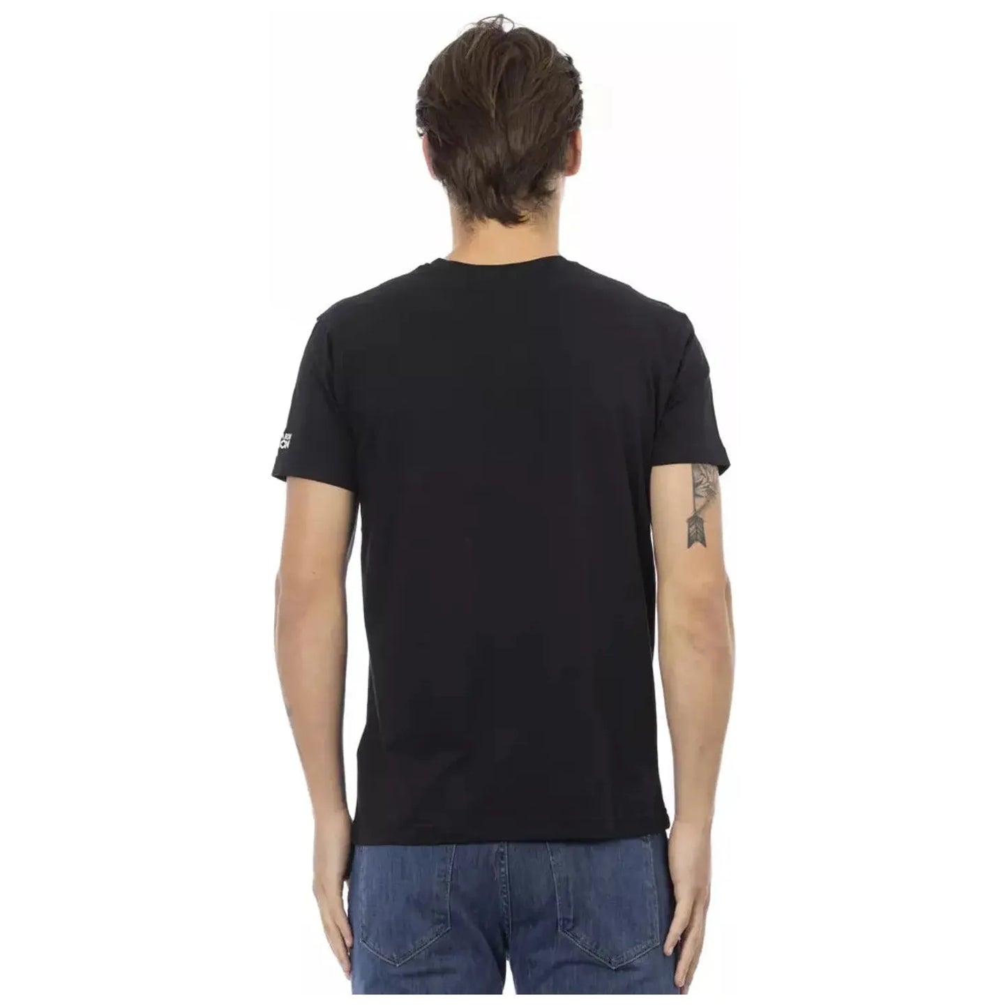 Trussardi Action Sleek V-Neck Tee with Front Print black-cotton-t-shirt-36
