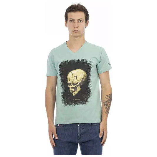 Trussardi Action Elegant Short Sleeve V-Neck Tee green-cotton-t-shirt-34