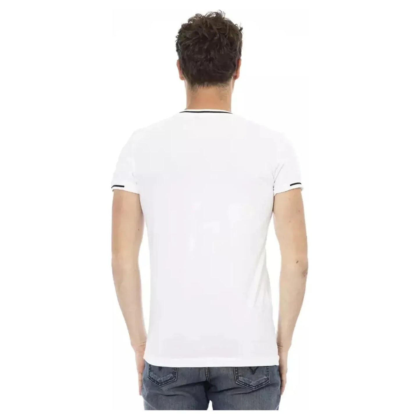 Trussardi Action Sleek V-Neck Tee with Chest Print white-cotton-t-shirt-59