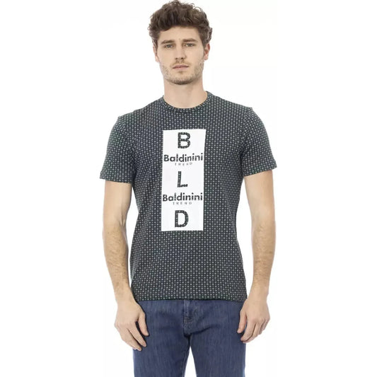 Baldinini Trend Elegant Green Cotton Tee with Front Print green-cotton-t-shirt-59