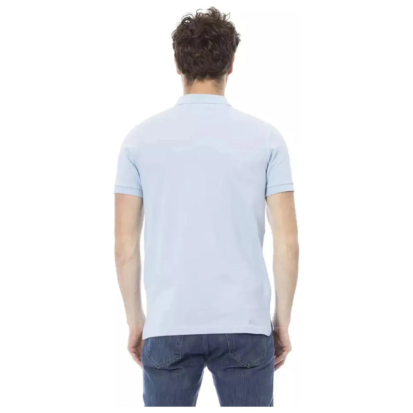 Baldinini Trend Chic Light Blue Embroidered Polo Shirt light-blue-cotton-polo-shirt-2