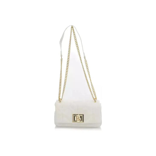 Baldinini Trend Chic White Leather Shoulder Flap Bag white-polyethylene-shoulder-bag-2