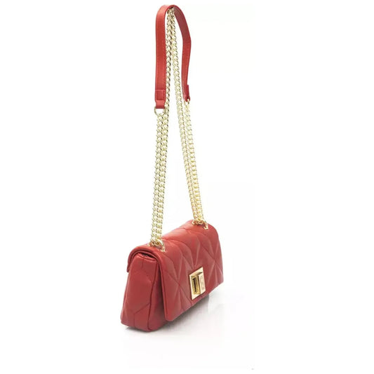 Baldinini Trend Chic Red Leather Shoulder Flap Bag with Golden Accents red-polyurethane-shoulder-bag