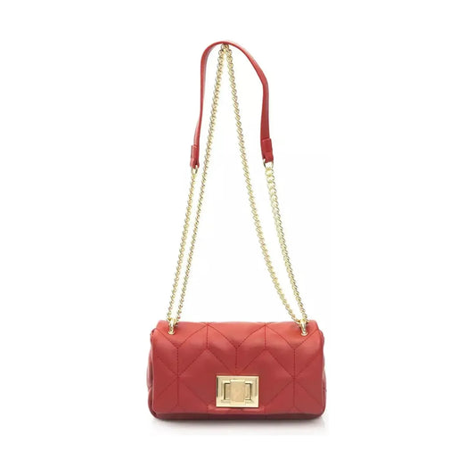 Baldinini Trend Chic Red Leather Shoulder Flap Bag with Golden Accents red-polyurethane-shoulder-bag