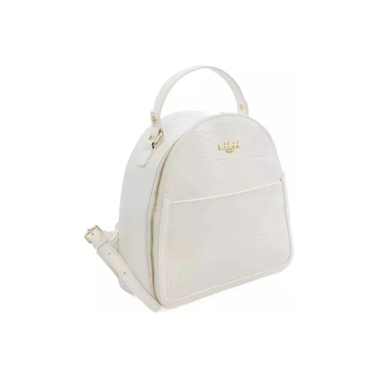 Baldinini Trend Chic White Zip Backpack with Golden Accents white-polyethylene-shoulder-bag-4