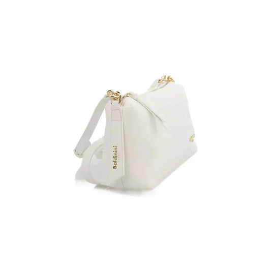 Baldinini Trend Elegant White Shoulder Bag with Golden Accents white-polyethylene-shoulder-bag-1