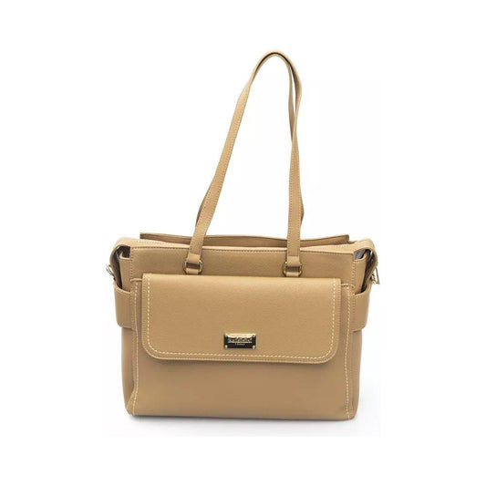 Baldinini Trend | Elegant Beige Shoulder Bag with Golden Accents| McRichard Designer Brands   