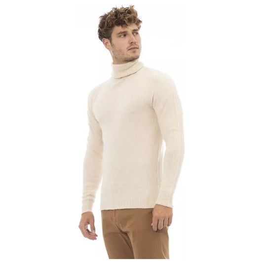 Alpha Studio Beige Turtleneck Sweater with Fine Rib Detail beige-alpaca-leather-sweater-4 product-23429-1120133165-d0841437-60d.webp