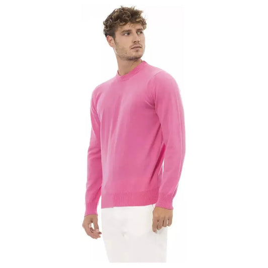 Alpha Studio Chic Pink Crewneck Sweater with Fine Rib Detailing pink-lw-sweater product-23436-375919306-70e91209-007.webp