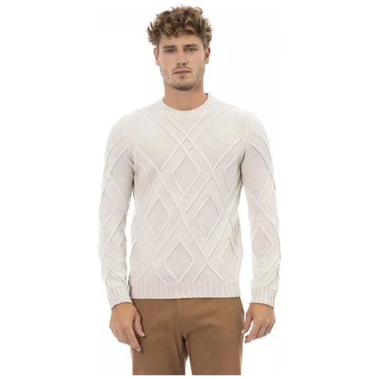 Alpha Studio Beige Merino Wool Crewneck Classic Sweater beige-merino-wool-sweater-2 product-23440-333703265-7718149f-c03.webp