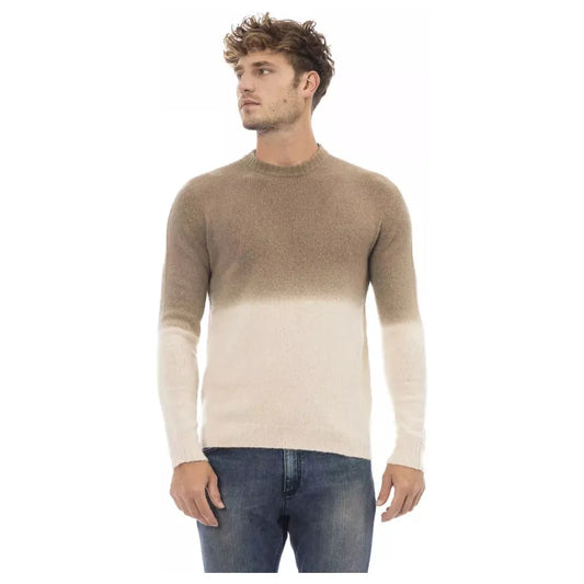 Alpha Studio Beige Crewneck Sweater with Ribbed Details beige-alpaca-leather-sweater-2 product-23441-1841842957-ff3da0b8-39d.webp