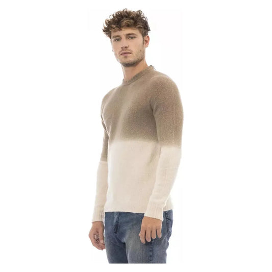 Alpha Studio Beige Crewneck Sweater with Ribbed Details beige-alpaca-leather-sweater-2 product-23441-2095931507-50e3c8fb-968.webp