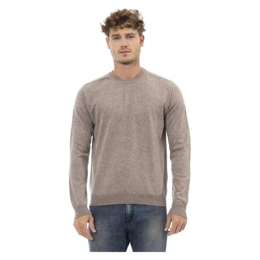Alpha Studio Beige Crewneck Sweater in Luxe Wool-Cashmere Blend beige-viscose-sweater-3 product-23448-1376111587-995357c7-1e9.webp