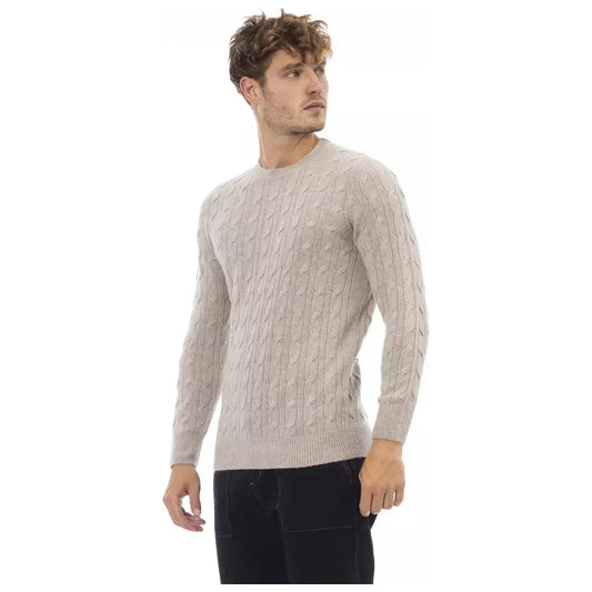 Alpha Studio Classic Beige Crewneck Luxury Sweater beige-viscose-sweater-4 product-23456-767473885-e4bb0f0a-cd1.webp