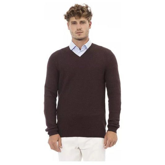 Alpha Studio Classic V-Neck Merino Wool Sweater - Sumptuous Brown brown-merino-wool-sweater-1 product-23460-117279228-5-11df8d55-3f5.webp