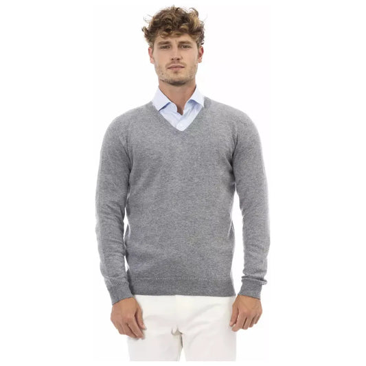 Alpha Studio Chic V-Neck Sweater in Subtle Gray gray-viscose-sweater-8 product-23465-1415951300-6-d31b286e-024.webp