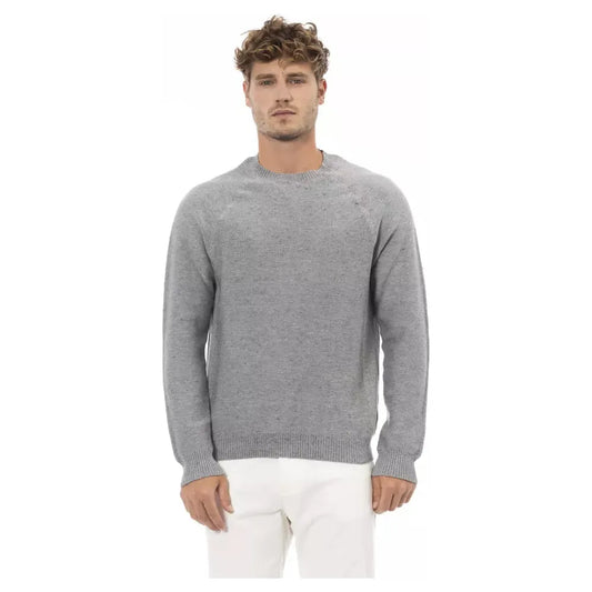 Alpha Studio Chic Gray Cotton-Cashmere Crewneck Sweater gray-cotton-sweater-3 product-23472-1563186637-1-3e1de199-ee8.webp