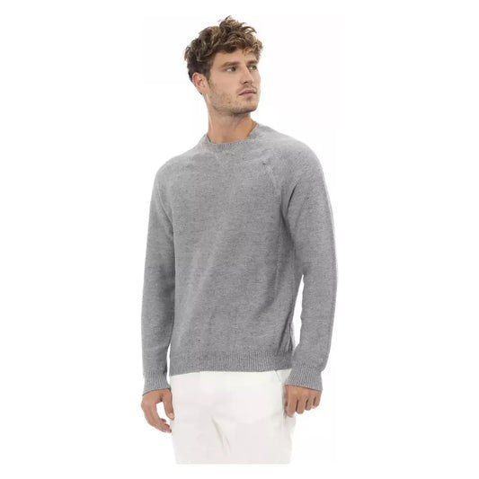 Alpha Studio Chic Gray Cotton-Cashmere Crewneck Sweater gray-cotton-sweater-3 product-23472-86053134-81cfc889-62c.webp