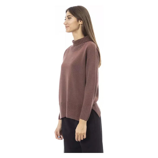 Alpha Studio Chic Turtleneck Sweater with Side Slits brown-tn-sweater product-23504-510123475-1-3ae6bef5-76e.webp