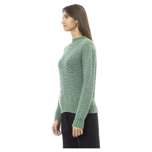 Alpha Studio Chic Mock Neck Green Sweater for Her green-wool-sweater-9 product-23513-2013434300-1-eab96ac6-868.webp
