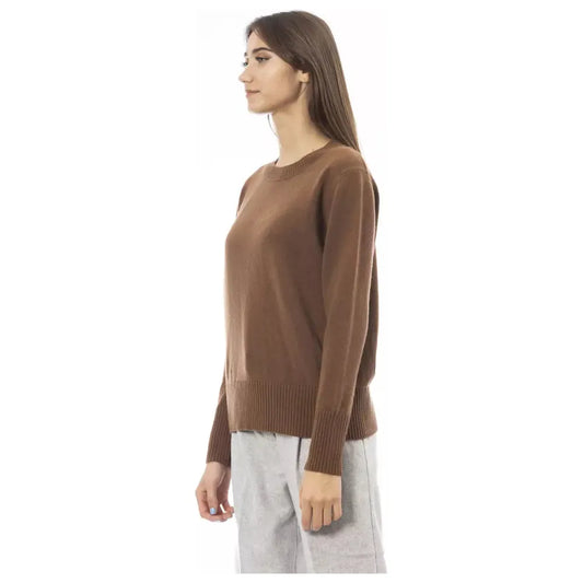 Alpha Studio Cashmere Crew Neck Sweater in Rich Brown brown-cashmere-sweater product-23521-1642984005-1-801c08c9-f12.webp