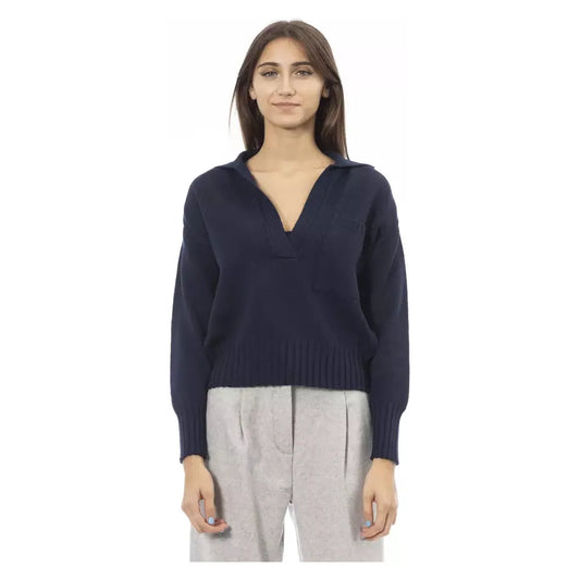 Alpha Studio Chic V-Neck Wool Blend Sweater in Blue blue-wool-sweater-1 product-23546-875227237-1-97e1befd-f4f.webp