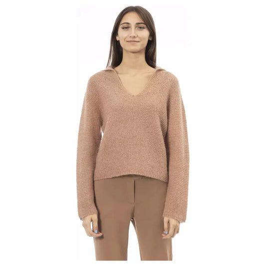 Alpha Studio Beige Long Sleeved V-Neck T-Shirt beige-polyamide-sweater-3 product-23548-1202910000-b3c021ee-da2.webp